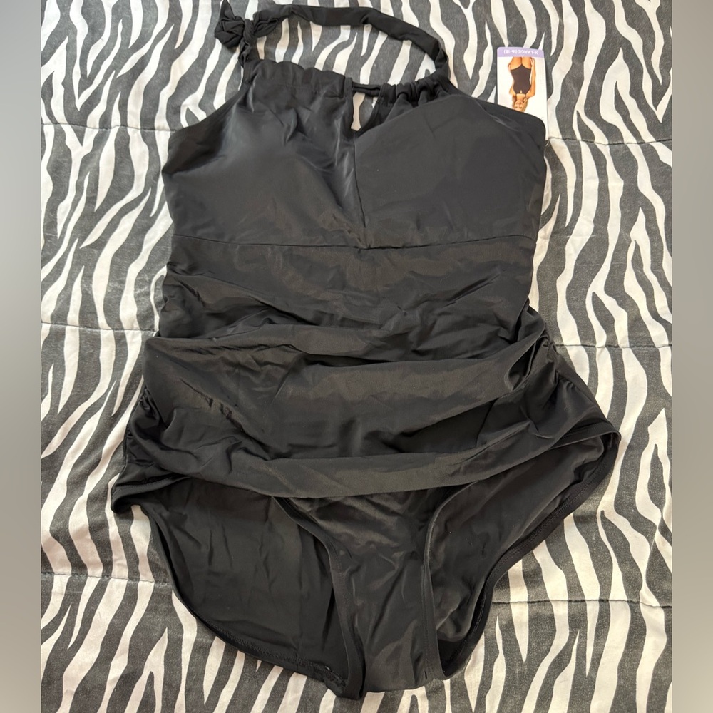 Crane Black One-Piece Halter Swimsuit size XL New with Tags